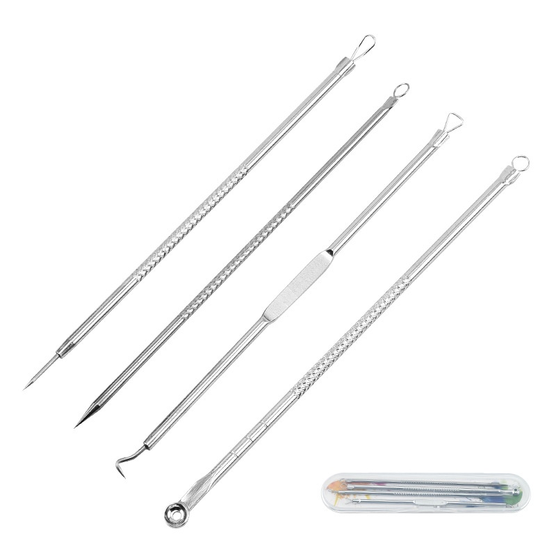 Stainless Steel Acne Needle4-piece Set Double-head Acne Needle Blackhead Pick Acne Beauty Tool Acne Needle Set