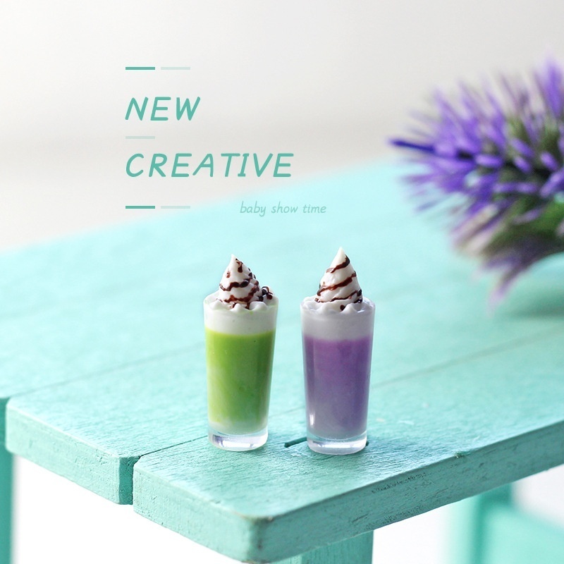 Miniature Dollhouse Accessories Ob11 Model Ornaments IBeverage Shooting Props Mini Matcha Taro Milk Cap I319