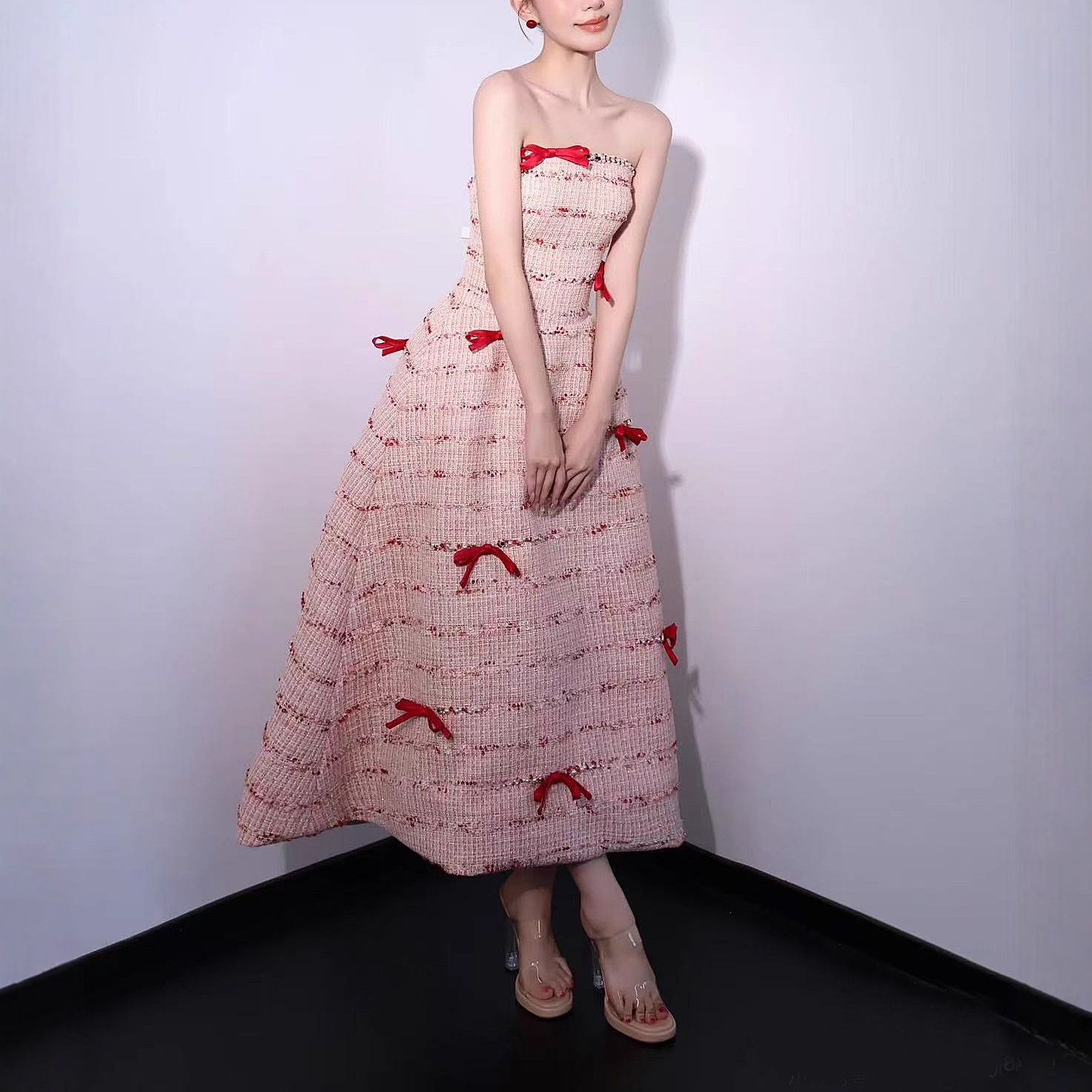 Pink Chanel-style Evening Gown