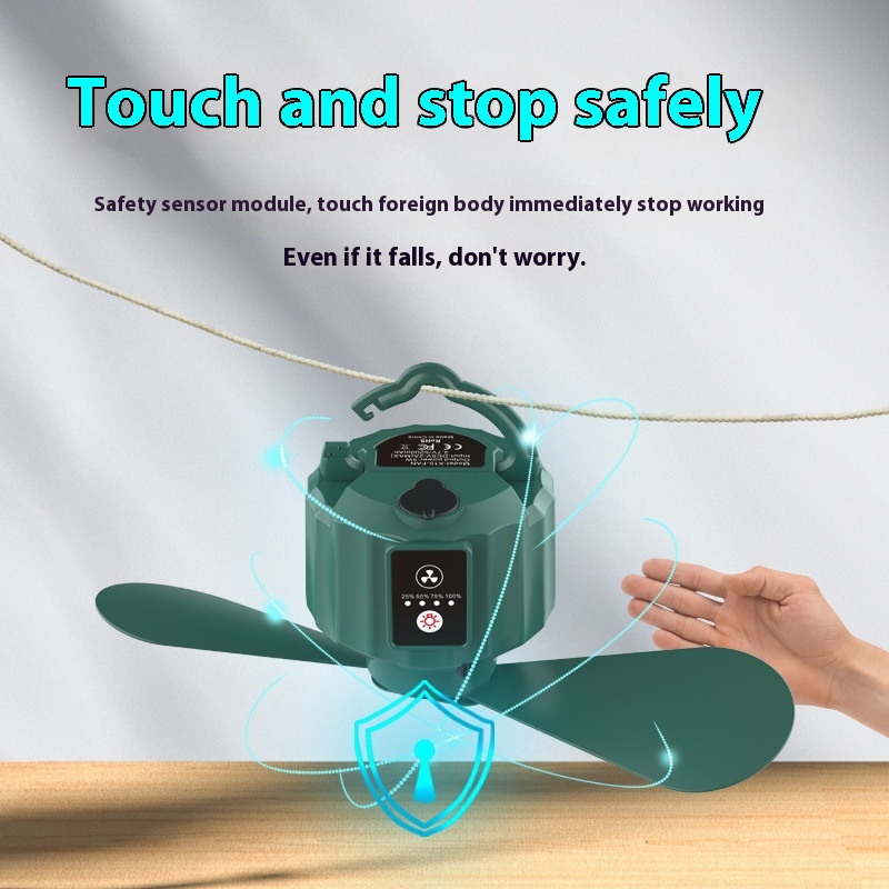 Outdoor Convenient Camping Fan Mini Student Usb Fan Camping Tent Remote Control Small Ceiling Fan With Light
