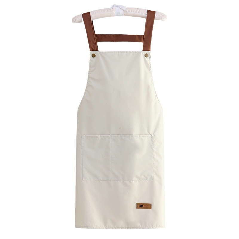 Waterproof And Oil-Proof Suspender Button Apron Fashion Solid Color Thickened Apron Cooking Unisex Work Clothes