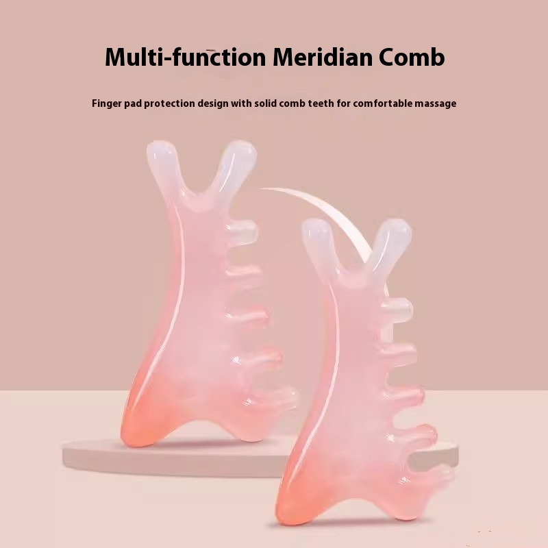 Resin Multi-functional Four-in-one Massage Comb Girl Powder Scraping Head Therapy Pull Tendon Point Tendon Head Meridian Comb