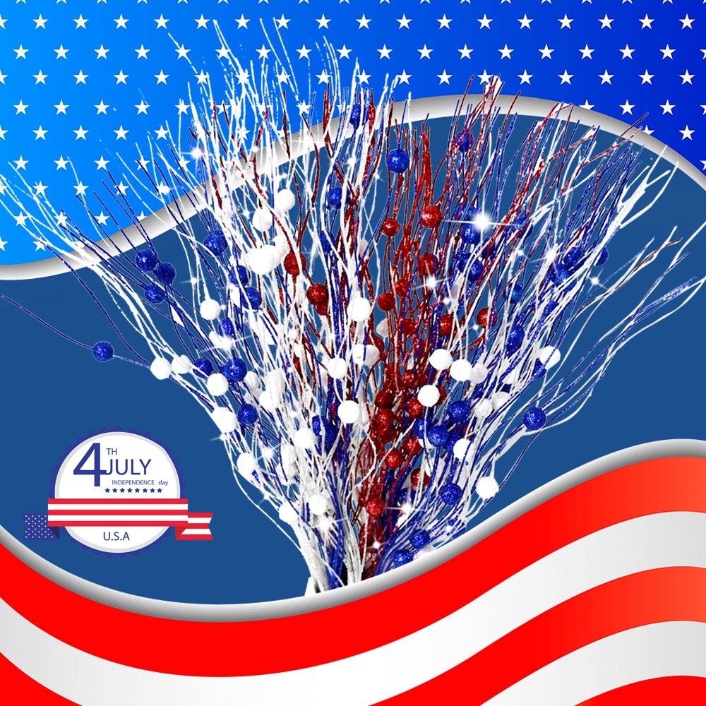 Independence Day Decoration Glitter Glitter Gold Dust Ball Tree Branch Indoor Party Decoration