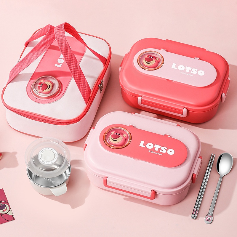 Strawberry Bear316 Stainless Steelulated Lunch Box,Children's Divided Food Container With Lid,Microwaveable Bento Box