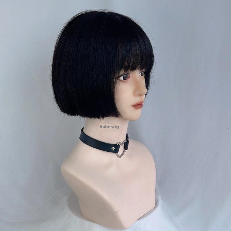 Jiahe Wig Short Hair Women's Online Red Round Face Age-reducing Wave Wave Head Natural Bangs Student Head Full Head Cover