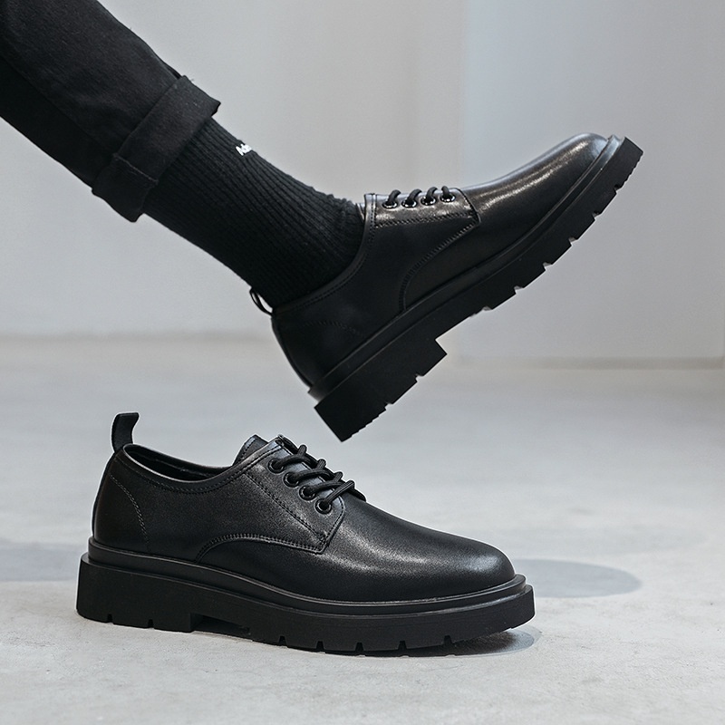 Spring Small Leather Shoes Men's British Style Lace-upy Men's Shoes Street Retro Shoes W88831