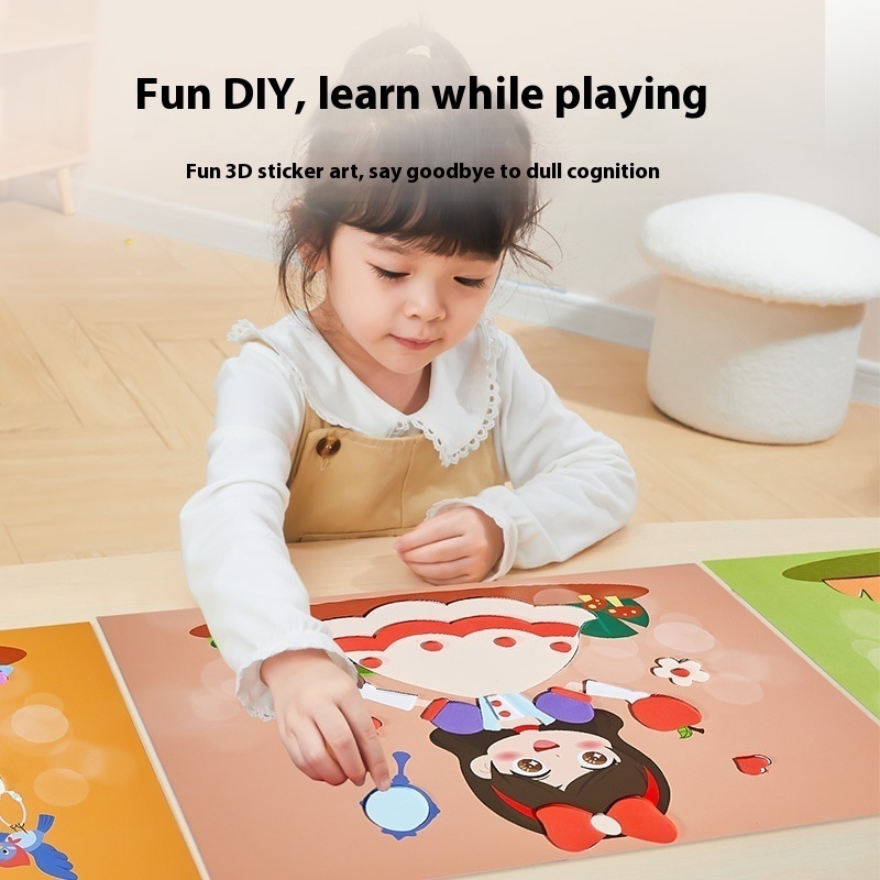 Children's Handmade Diy Three-dimensional Sticker Kindergarten 3d Production Material Bag Toy Girl's Year Sticker