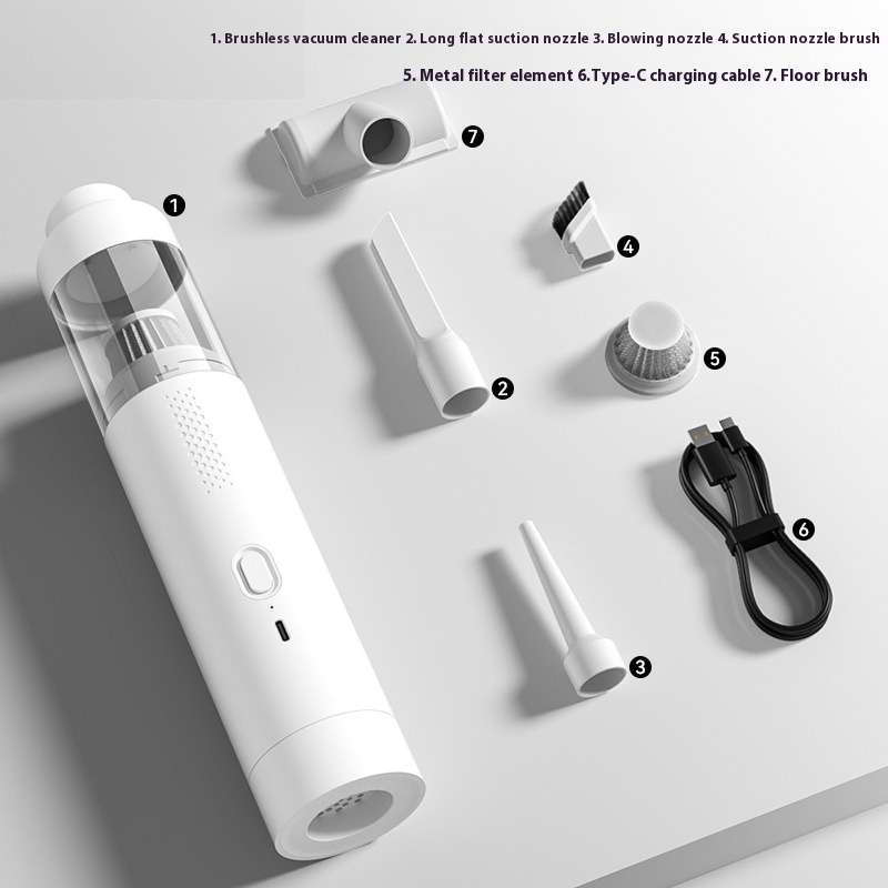 Car Vacuum Cleaner With Wireless Charging,Suction And Blowing,Household Small Mini Handheld Car,High Power