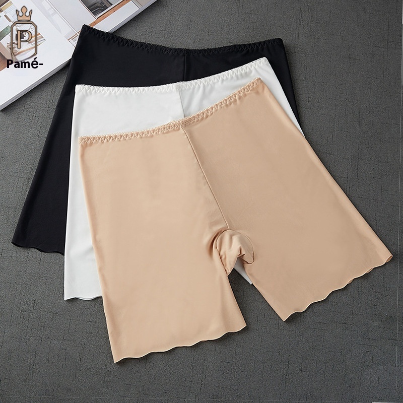 Women's Summer Seamless Ice Silk Bottom Anti-exposure Safety Pants Thin Tight No Curling Shorts Can Be Worn Outside Underwear
