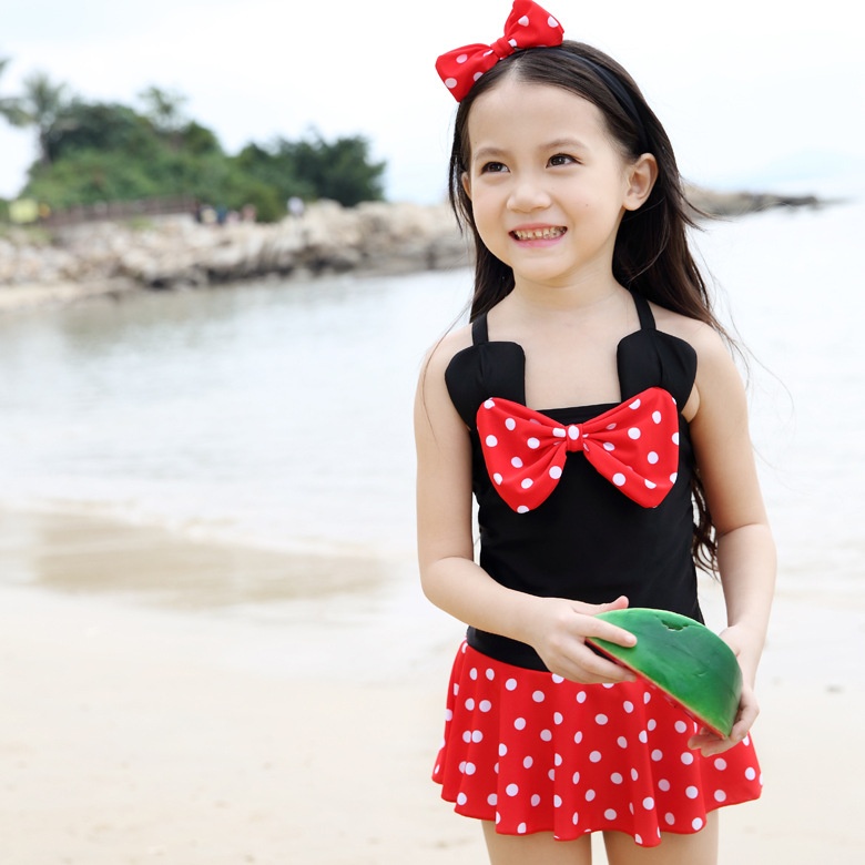Swimsuit For Girls Style Girls Swimsuit Baby One-piece Girl Cute Bow Hot Spring Swimsuit Small And Medium Children's Swimsuit