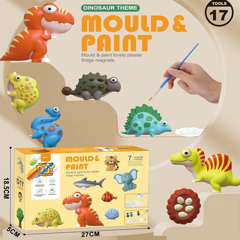 Dinosaur Painting Toy Brush Fun Plaster Imaging Boys And Girls Children Student Toy Gift