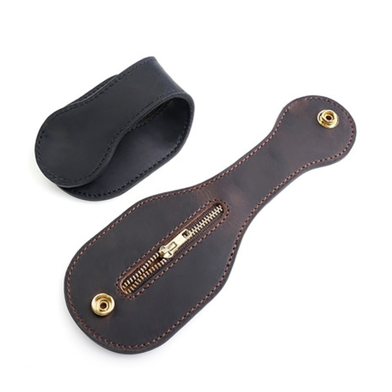 One Piece Of Cowhide Self-defense Coin Bag Leather Racket Waist Hanging Coin Purse Outdoor Men's EDCTool Bag