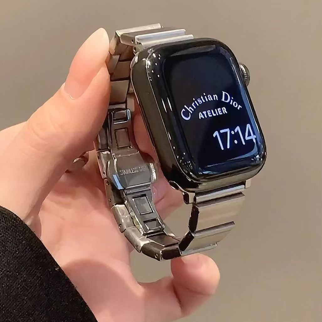 Suitable For Apple IWatch S11 Metal Stainless Steel Strap With Butterfly Clasp For Women's S10 Small Waist Model