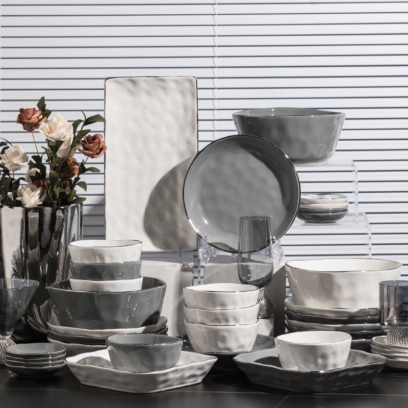 Bowl And Dish Set Light Luxury Household Ceramic Plates Housewarming Gift Bowl And Chopsticks Set High-value Tableware