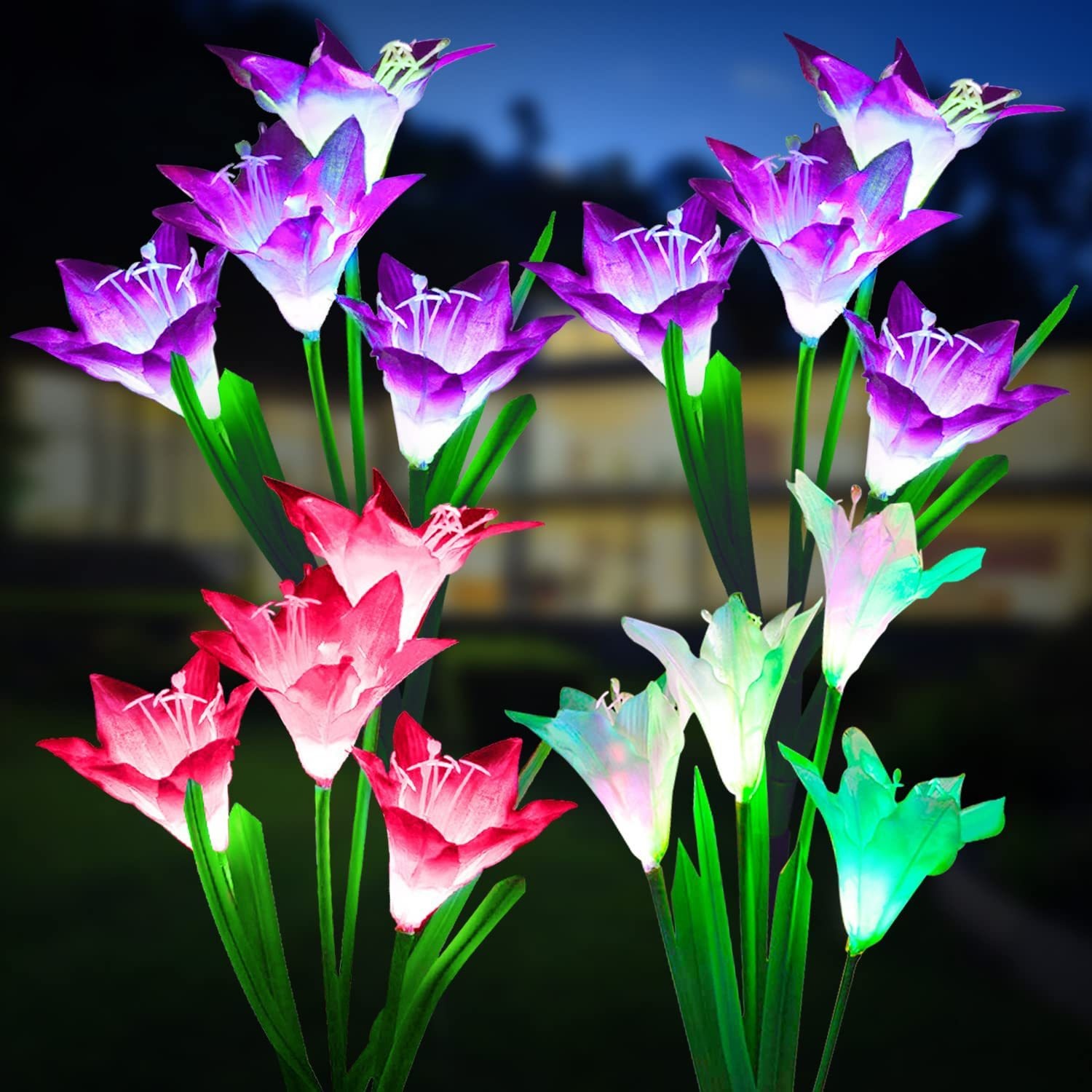Solar Lanterns Decorative Lawn Lights Simulation Lanterns Garden Ground Lights4 Solar Lily