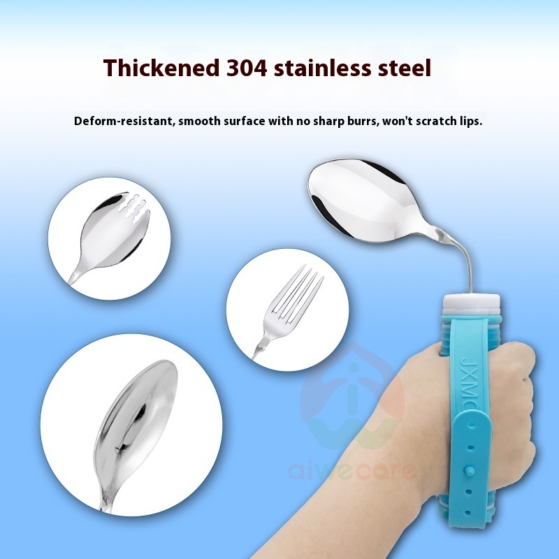 ♔ Elderly Tableware Suitable For Seniors, Food-Assisting Tableware, Anti-Shake Chopsticks, Food-Assisting Fork And Spoon, Anti-Tip Bowl And Plate, Self-Service Tableware Set