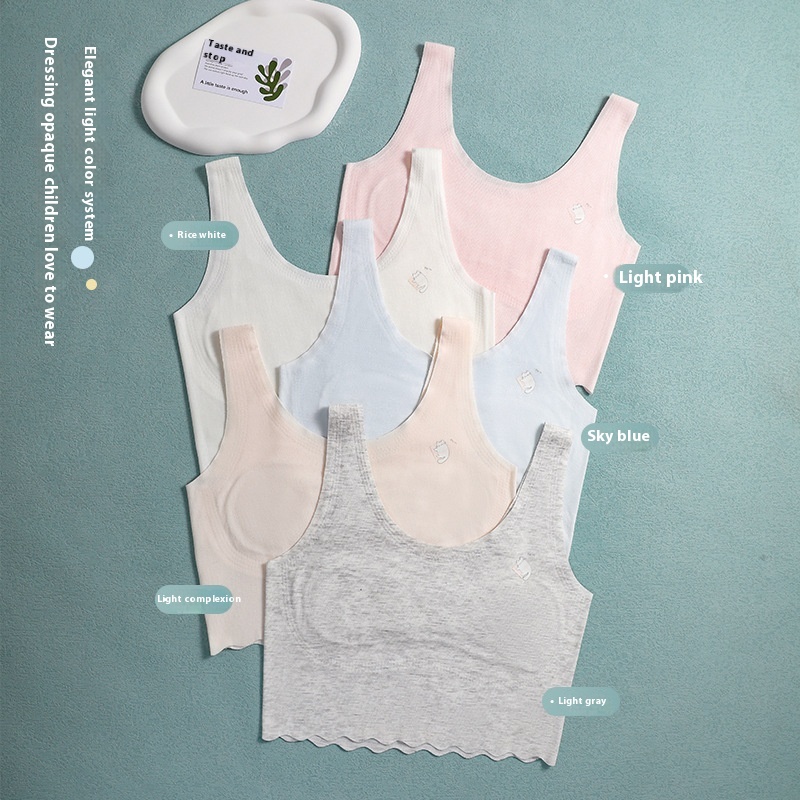 Omefen Spring And Summer Style Seamless Girls Vest Adolescent Girls Bra Students Development Period Ladies Underwear Women
