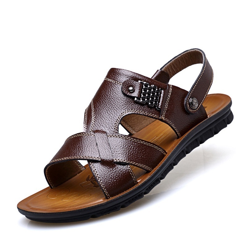 Summer Men's Sandals Genuine Leather Casual Beach Shoes Men's Outer Wear First Layer Cowhide Sandals Men's Dual Use