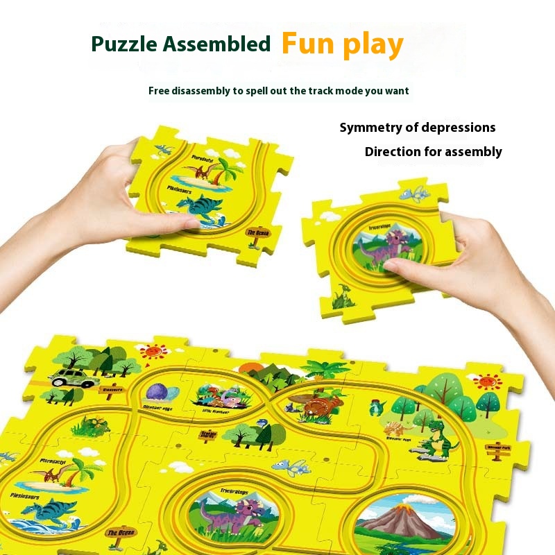 Children's Puzzle Jigsaw Railcar DIY Multifunctional Assembled Car Electric Toy Boy Birthday Gift 3-6 Years Old