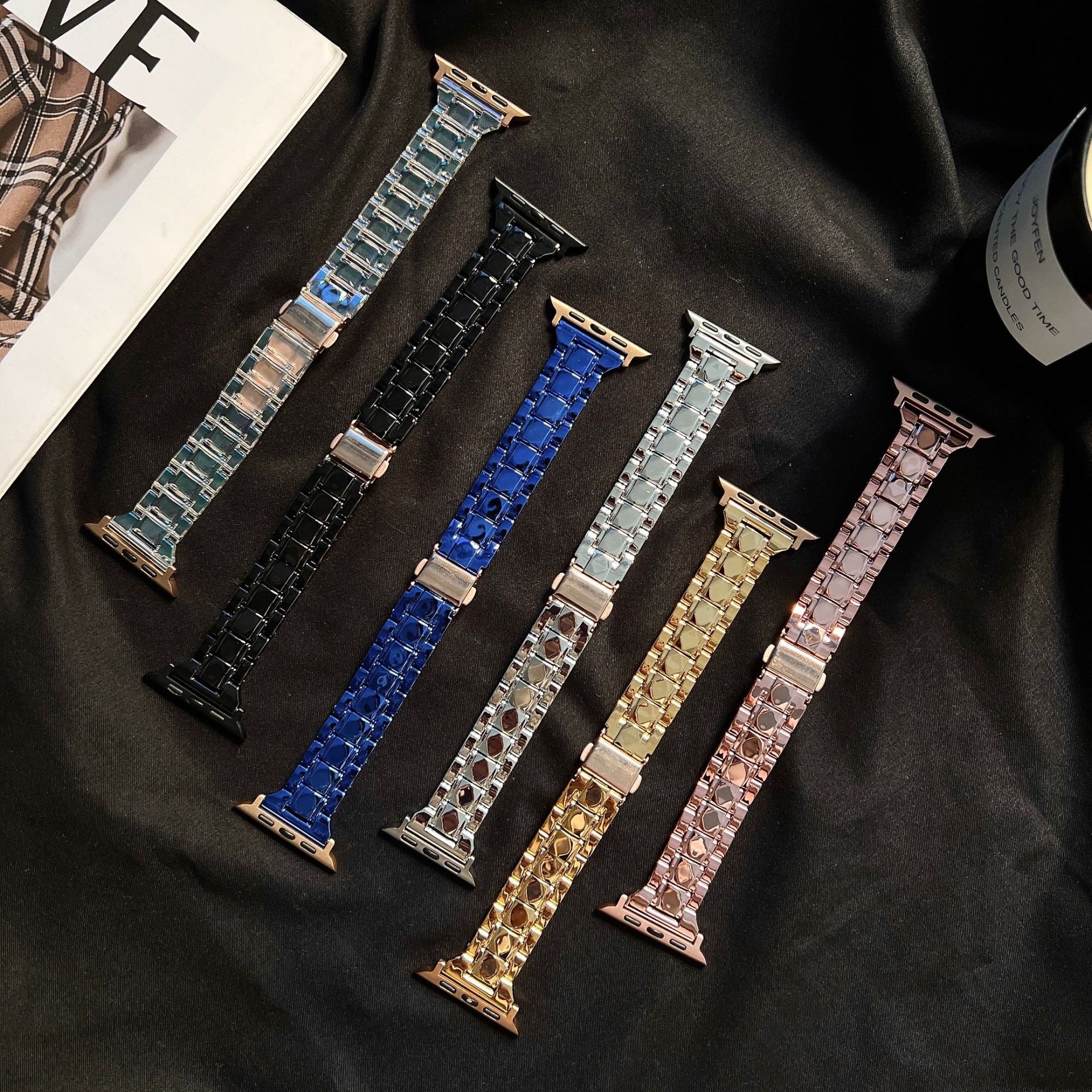 Foreign Trade Applicable To Apple Iwatch9/8/7/6/SE2 Watch Strap PCApple Watch Strap Electroplating Small Waist Fantasy Color