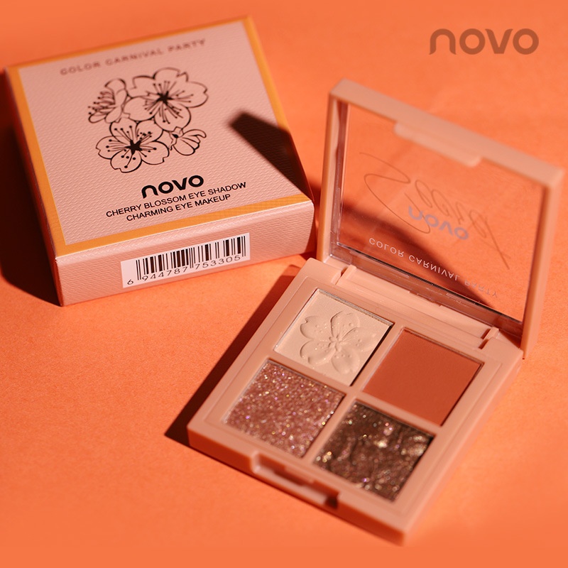 Makeup NOVO Four-color Eye Shadow Cyber Celebrous Makeup Easy To Color Pearlescent Matte Earth Color Eye Shadow Plate