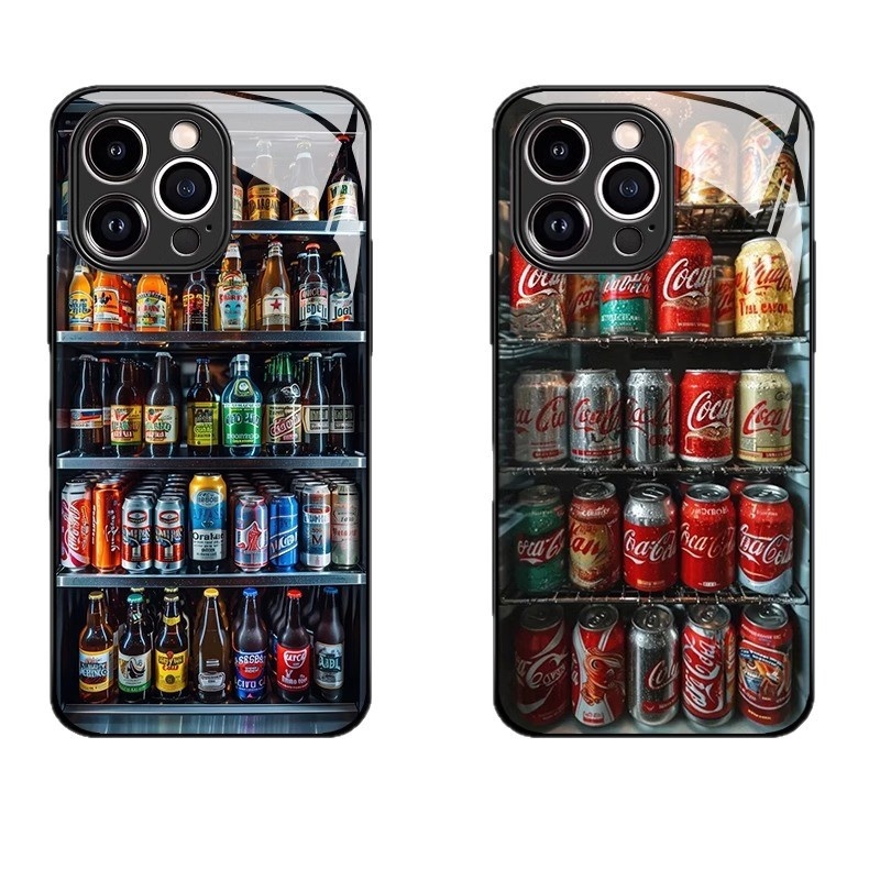 Soda Refrigerator For Apple 16Plus Mobile Phone Case For Men And Women 14Plus Cartoon 13 Glass Case 11 Creative