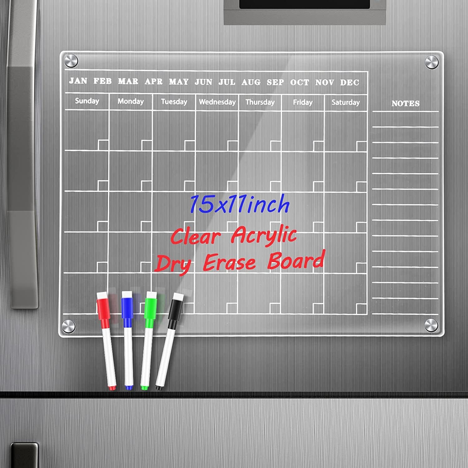 Magnetic Acrylic Dry Erase Board,Transparent Hanging Calendar,Monthly And Weekly Planner,Message Board,Notice Board,Display Board