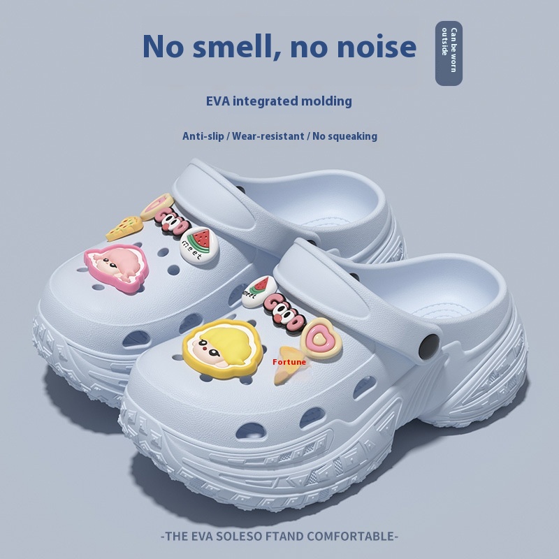 Mate Doll Thick-soled Heightened Hole Shoes Women's Non-slip Dung-feeling Baotou Breathable Outer Wear Beach Sandals