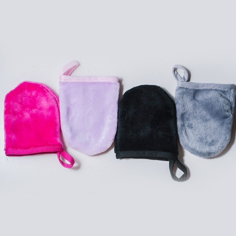 Microfiber Pure Color Clear Water Beauty Makeup Remover Towel Facial Cleansing Makeup Gloves Lazy Makeup Remover