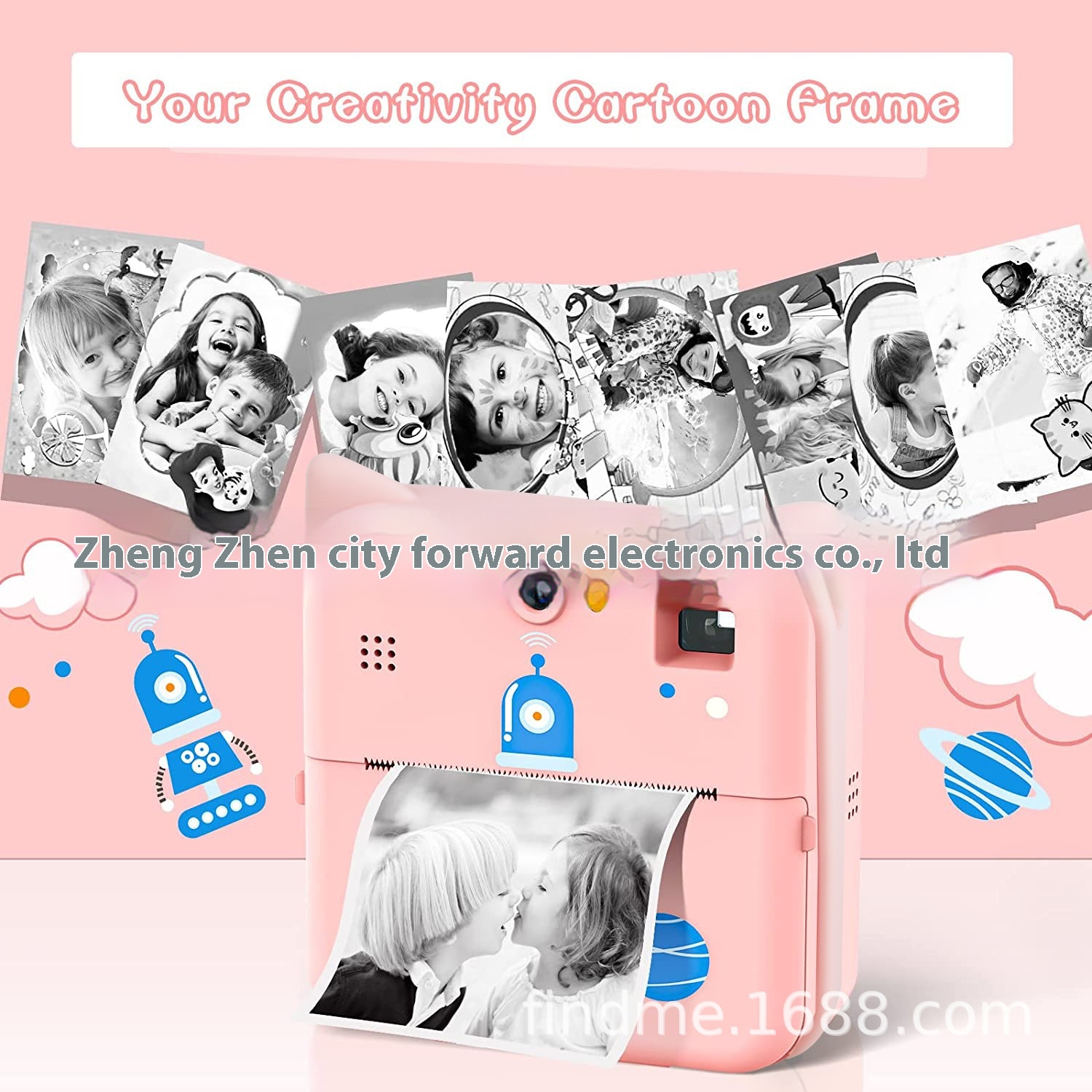 Mini Printable Camera Toy For Children Thermal Portable Polaroid Bluetooth Connected Screenless Camera