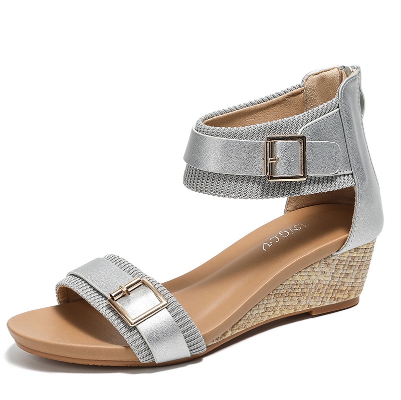Bohemian Roman Back Zipper Wedge Heel Roman Shoes