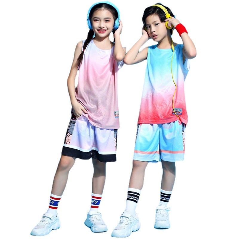 Children's Basketball Suits Personalized Gradient Competition Training Suits Team Suits Breathable Sports Vests Printed Summer - 5