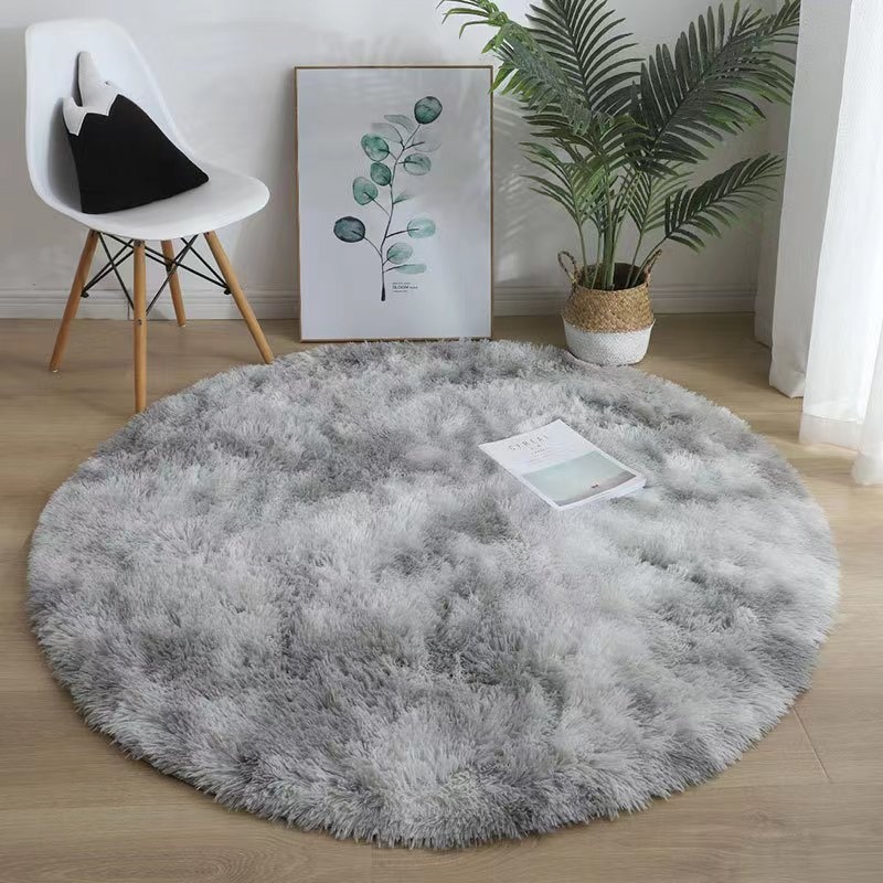 Round Silk Fool Carpet Living Room Dirt Resistant Sofa Coffee Table Mat Bedroom Easy-to-take-care Bedside Blanket Decorative Hanging Basket Mat In Stock