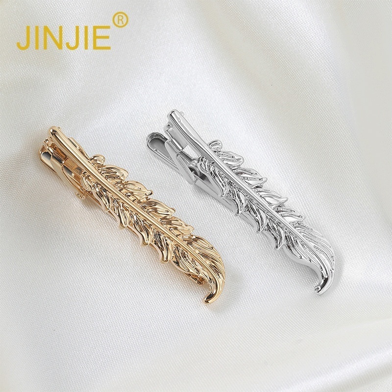 Gold Feather Shape Metal Tie Clip Men's Business Casual Tie Clip All-match Fashion Korean Tie Clip
