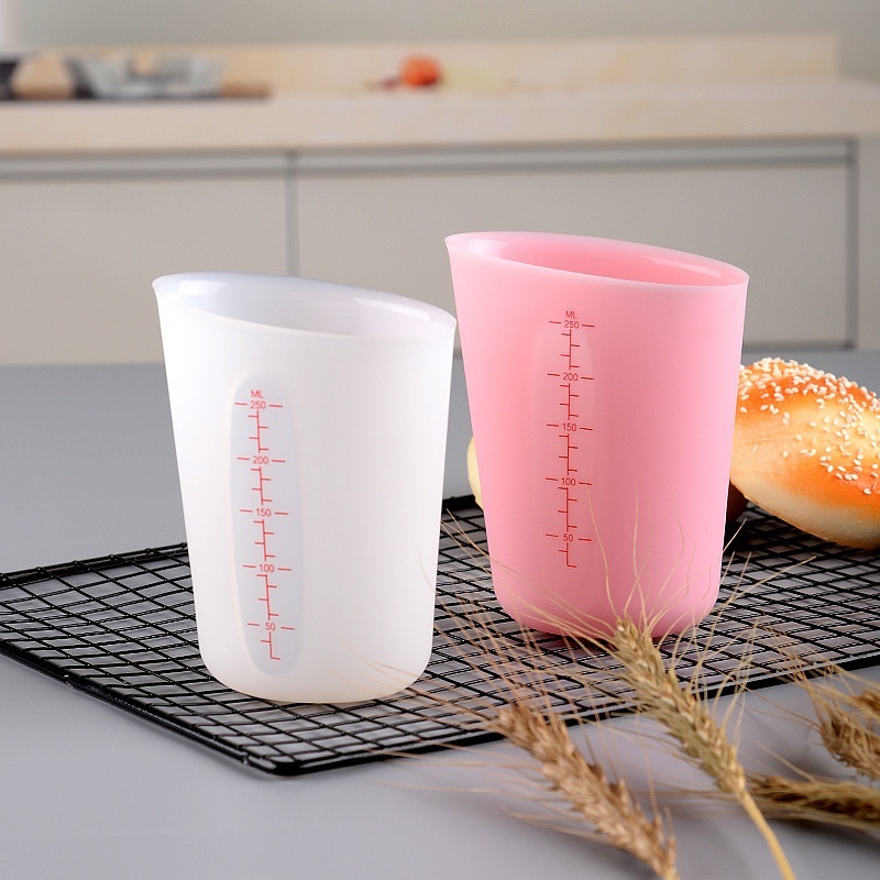 Silicone Measuring Cup Milk Tea Shop Baking Measuring Cup Visible Double Scale Kitchen Silicone Soft Milk Cup Macaron