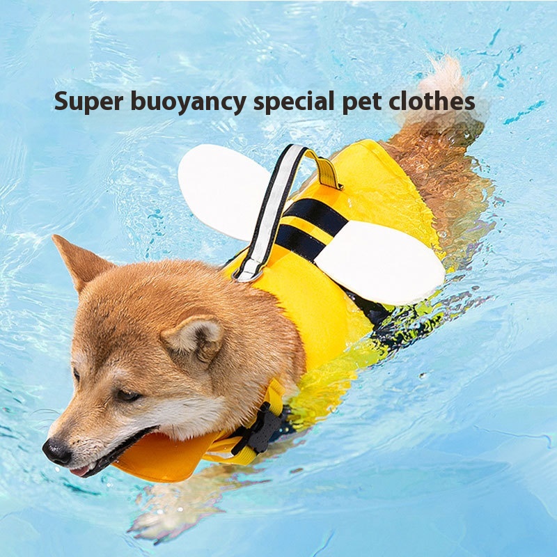 Summer Animal Shape Bee Dog Life Jacket For Medium And Small Dogs Universal Dog Swimsuit Pet Buoyancy Clothing
