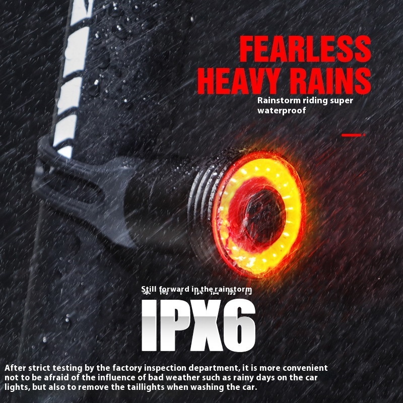 Bicycle Intelligent Brake Taillight Induction Bicycle Taillight Charging Road Bike Night Riding Taillight Riding