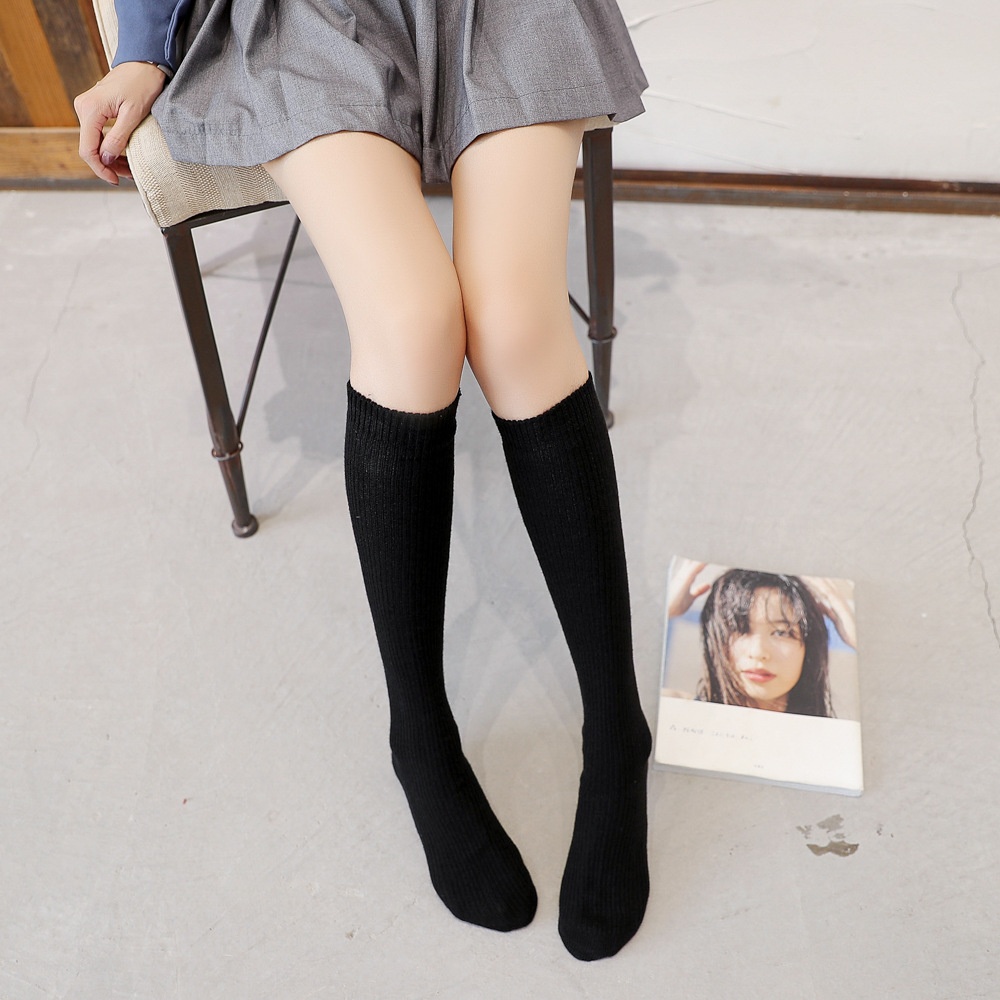 Mid-calf Cotton Socks Women's Knee Socks Short Socks Knee Socks Black Mid-calf Socks Thickened Socks Half-leg Socks