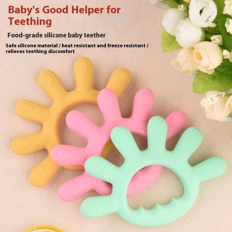 Baby's Molar Six-finger Tooth Gum Tooth Unscented Silicone Grinder Handheld Silicone Tooth Bar Baby's Anti-eating Tooth Gum