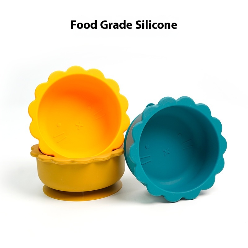 Children's Food Grade Silicone Suction Cup Bowl Complementary Food Tableware Set Portable Anti-fall Baby Bowl