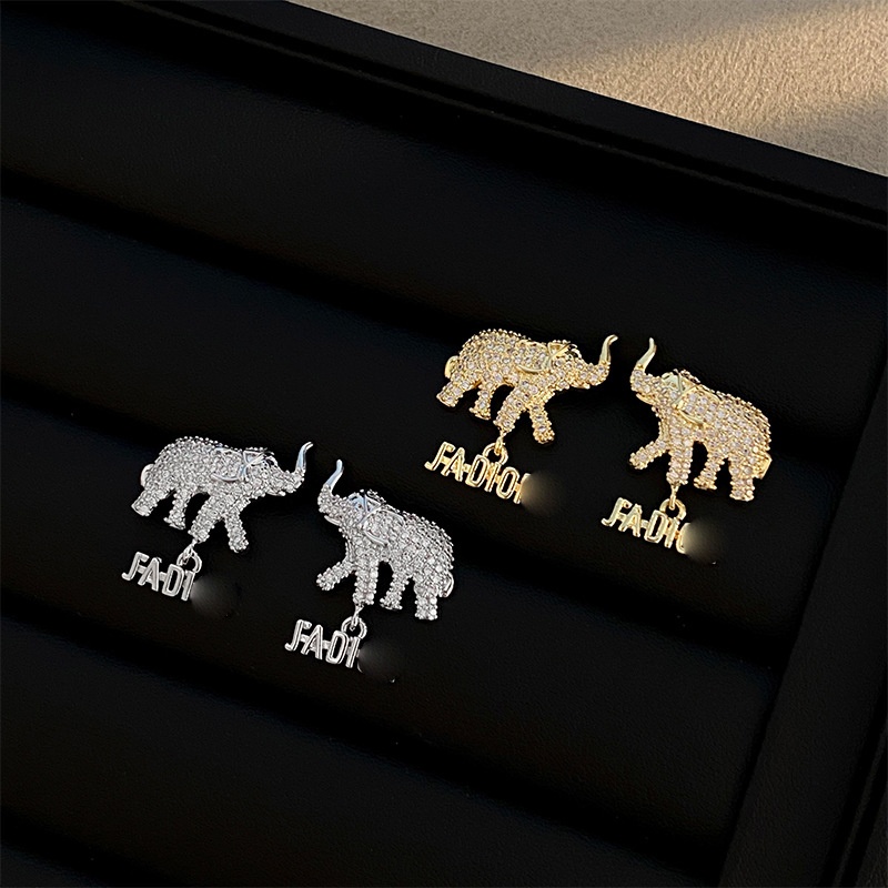 Fashion High-end Design Cute Auspicious Zirconium Earrings Exquisite Personality Simple Light Luxury Versatile Temperament Women