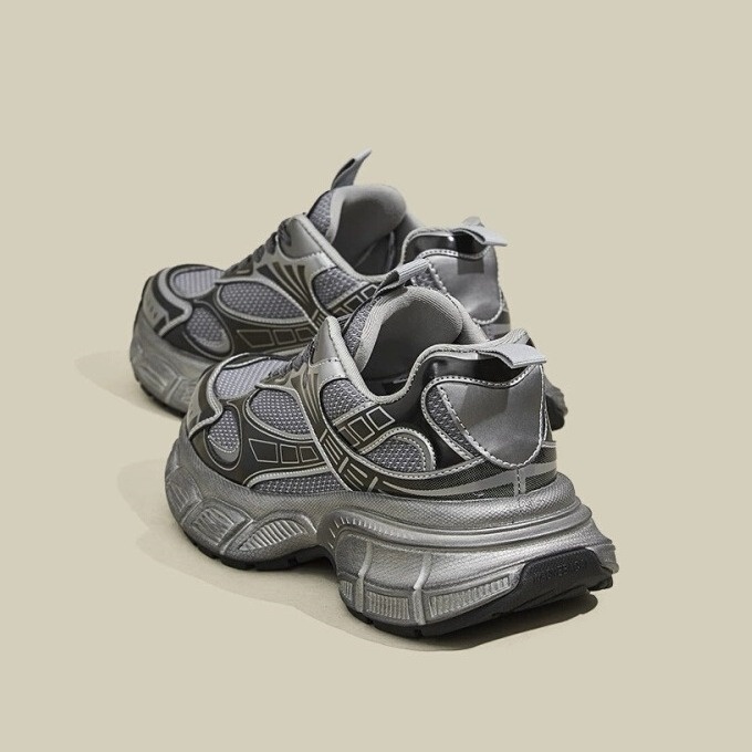 Spring And Autumn Genuine Leather Daddy Shoes Women's Thick-soled Heightening Casual Shoes Fashionable All-match Running Sports Shoes