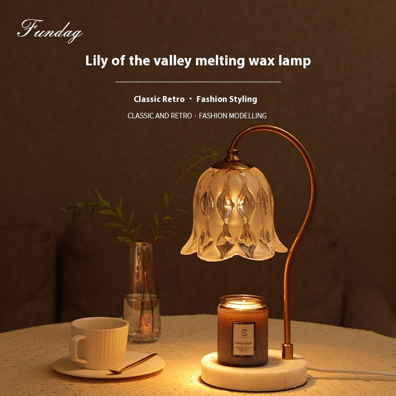 Lily Of The Valley Wax Lamp Bedside Table Night Light Marble Dimming Candle Lamp Home Decoration Gift Aromatherapy Wax Lamp