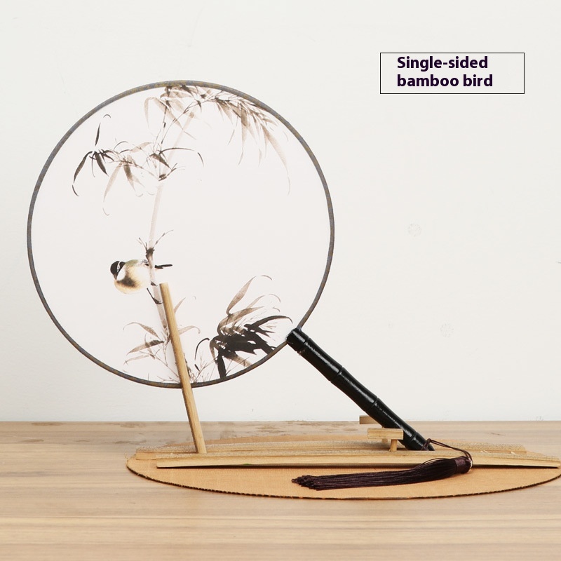 Chinese Style Palace Fan Literary Retro Round Fan Dance Craft Gift Hanfu Single Dough Fan Silk Cloth Ancient Style