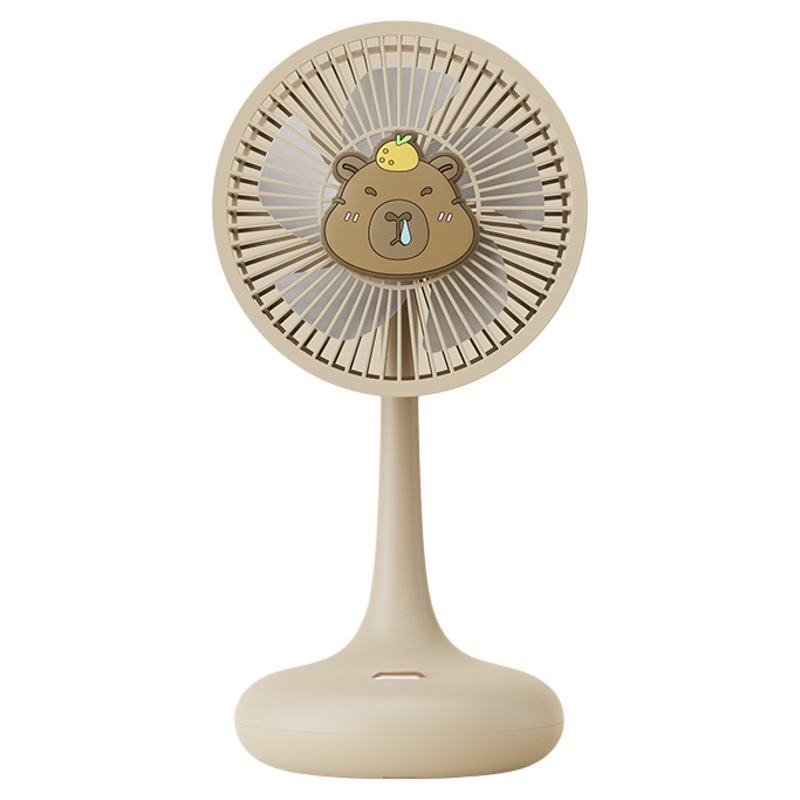 Cute Kapibara Small Fan Desktop Small Electric Fan Style Cream Color USB Charging Long Battery Life