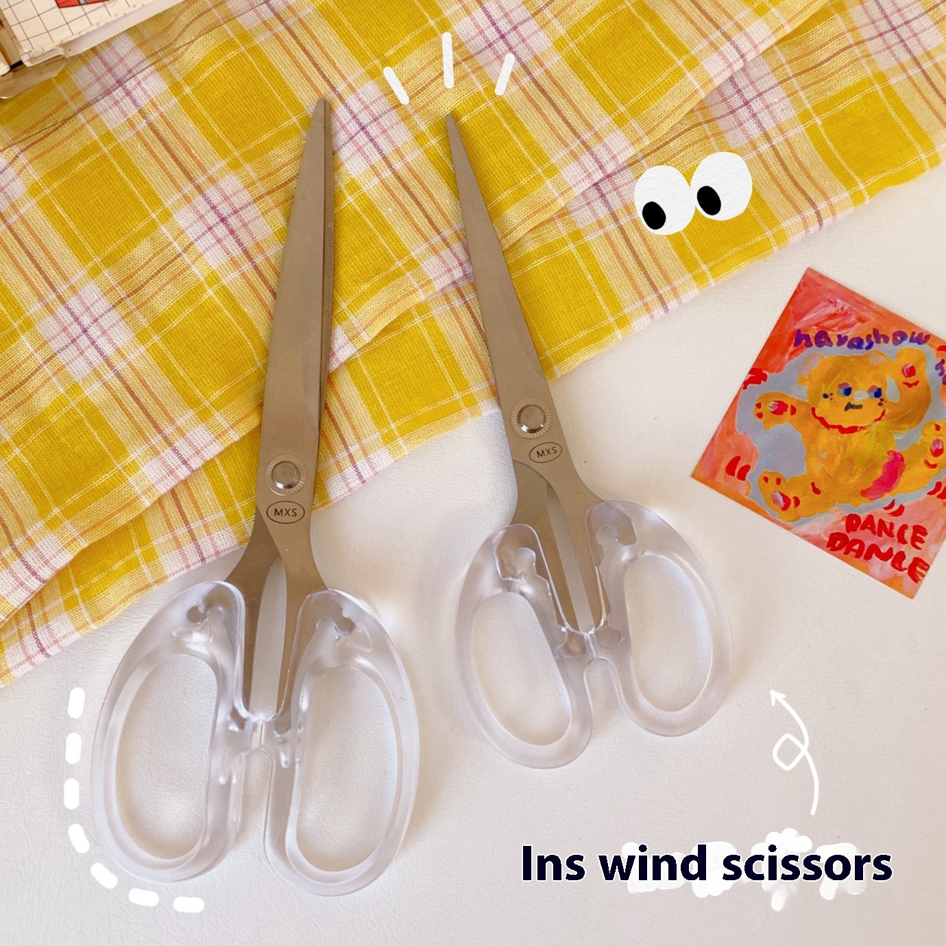 Korean Simple Transparent Scissors Household Student Scissors Office Handbook Cutting Stationery Scissors Diy Paper Cutting Knife