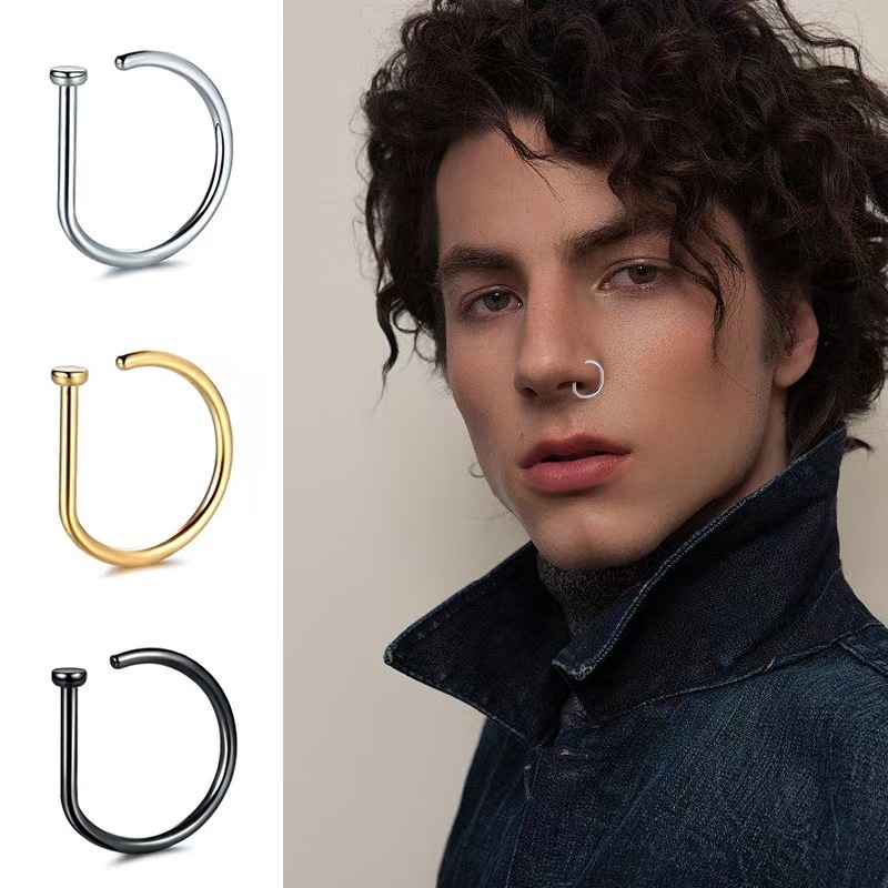 316 Stainless Steel Punch-free D-shapeD Nose Ring Male AnD Female Same Jewelry