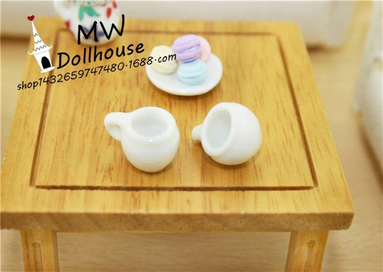52 DOLLHOUSEMiniature Cup Food Play Model Doll House Accessories Mini Ceramic White Cup Tea Cup C4006