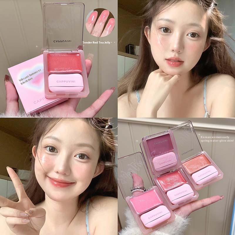Cappuvini Qi Light Sense Blush Cream Swelling Color Girl's Sense Powder Blush Natural Moisturizing Korean Color Makeup