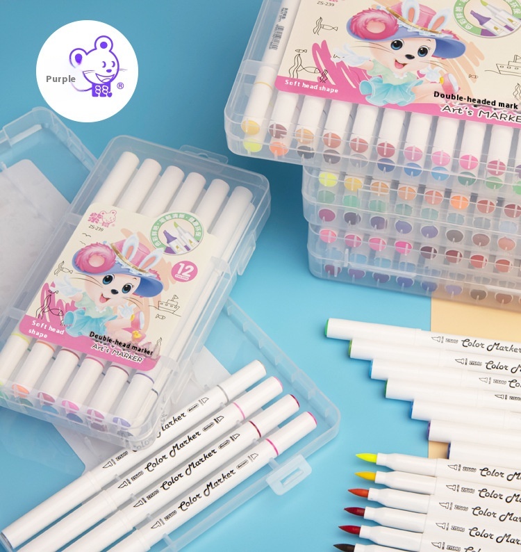 Double-headed Marker Pen Set Multi-color Hook Pen Student Hand Painting Watercolor Pen Boxed Children's Paintbrush
